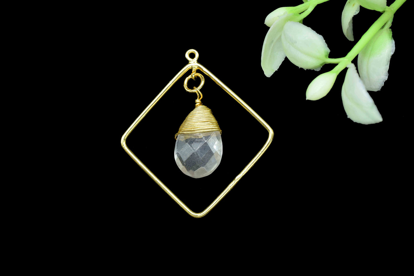 Gemstone Square Connectors,Teardrop Beads Dangle Earring,Station Link Supply,Handmade Jewelry,Finding Square Pendant,Wire Wrapped Component