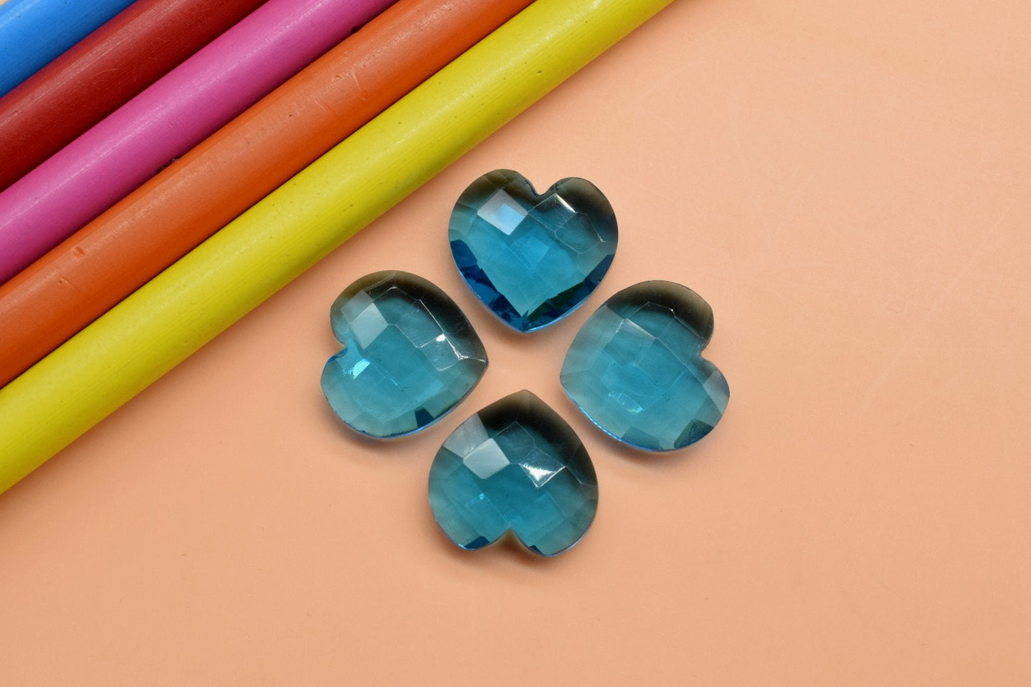 London Blue Topaz 14mm Heart Shape Briolettes,London Blue Crystal Heart Briolettes, London Blue Topaz Crystal Concave Cut, Fancy Briolettes,