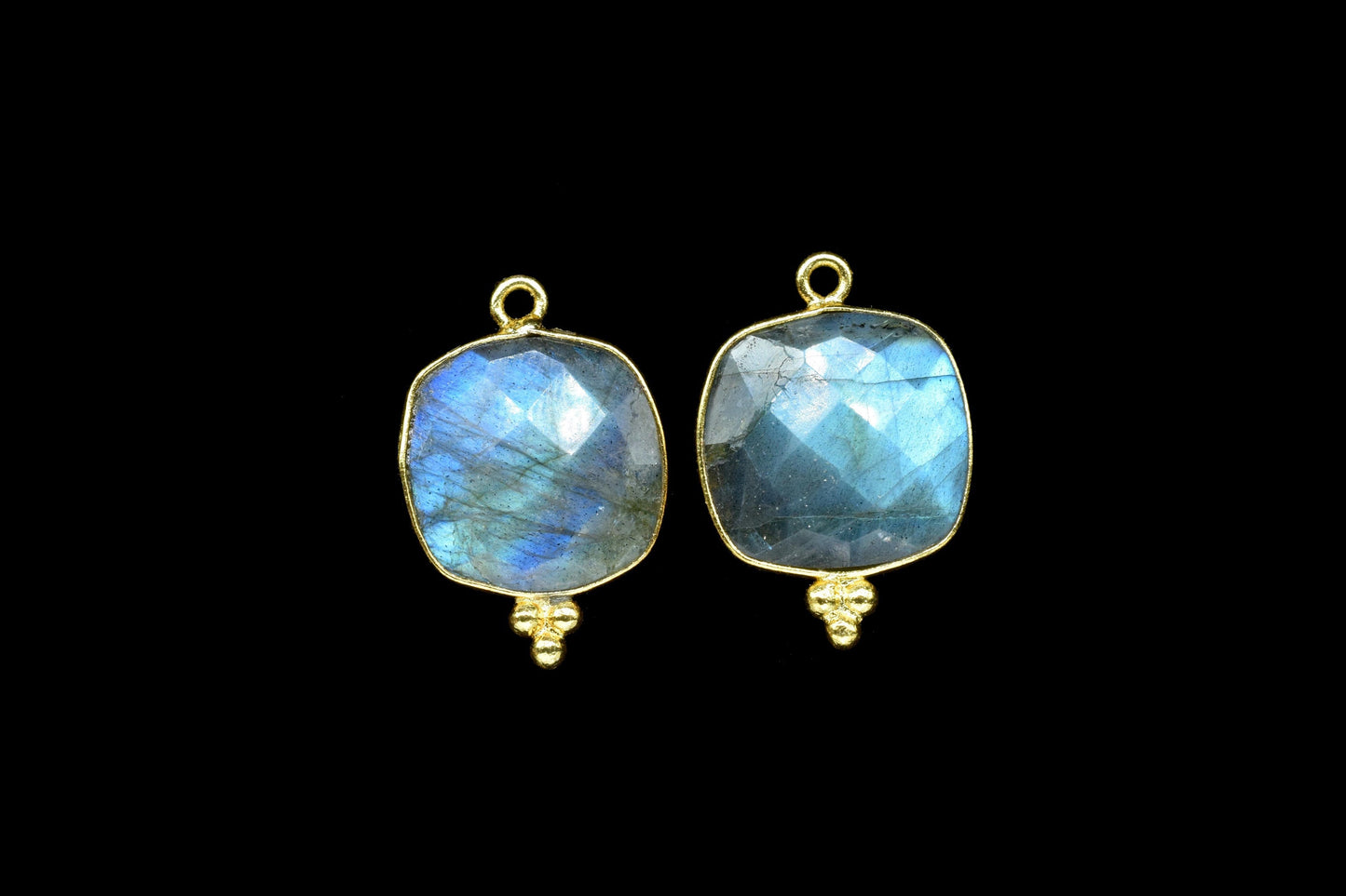 Labradorite 14mm Cushion Bezel Connector,Gemstone Bezel Connector,Brass Bezel Jewelry Supplies,Labradorite Jewelry,Labradorite Pendant,Gifts