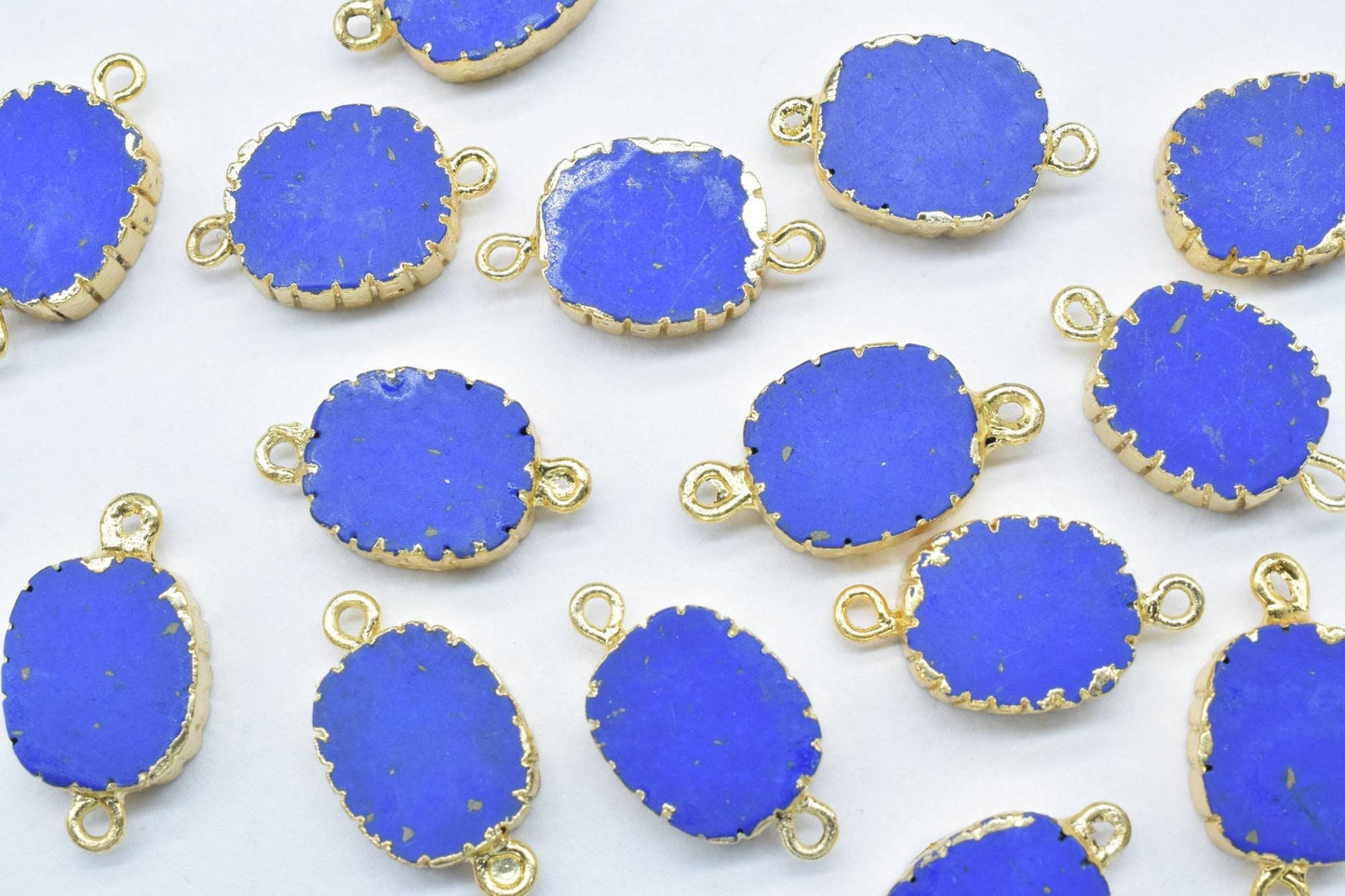 Lapis Lazuli Pendant Charm,Handmade Cabechon Pendant necklace,Lapis Pendant Jewelry Supply,Gemstone Electroplated,Double Bail Connector,Gift