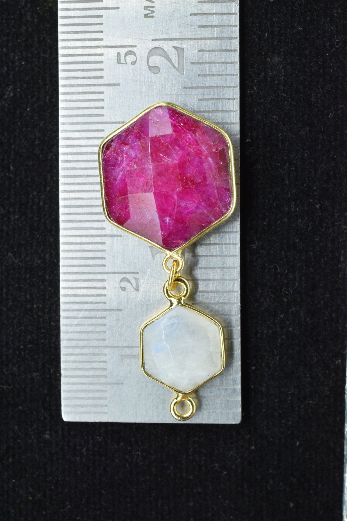 Natural Ruby Dangle Component Charms,Multi Stone Dangle Earring,Necklace Connector,Handmade jewelry,Rainbow pendant ,Gemstone Bezel pendant