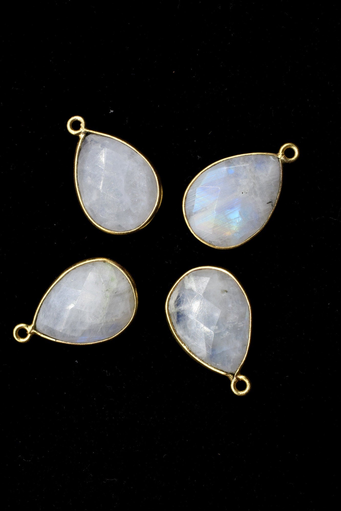 Moonstone 12x16mm Bezel charm,Moonstone Teardrop pendant,Moonstone Gold Plated bezel,jewelry making charms crafts,Moonstone single bail pcs