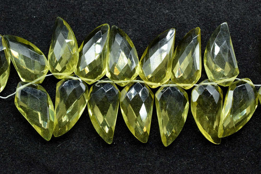 Lemon Quartz 10x20mm Horn shape faceted beads,Lemon Quartz Fancy Cut Shape Beads,Handmade Gemstone Beads,Lemon Faceted bead,Shark Tooth bead