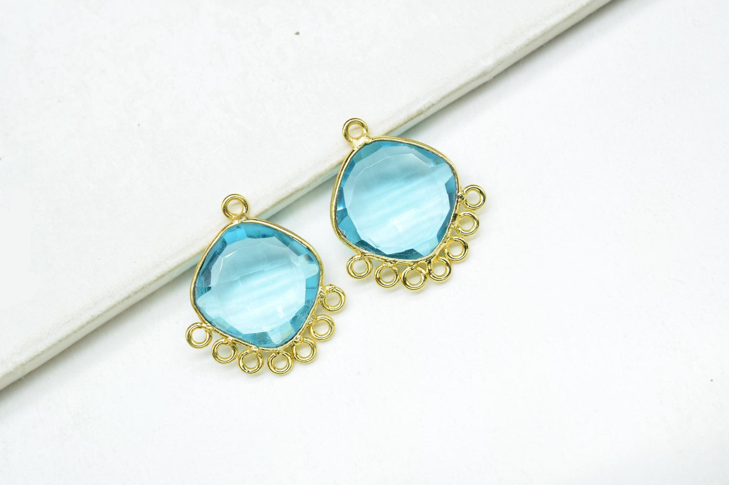 Sky Topaz 14mm Cushion Bezel Charms/Gemstone Single Bail/Component charm/Handmade Jewellery Connectors/Women Jewelry/Handmade Connector