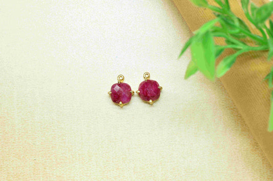 Natural Ruby Faceted 8mm Cushion Shape Pendant,Ruby Gemstone Bezel jewelry making,Ruby Single bail connector,Prong Set Bezel Pendant Jewelry