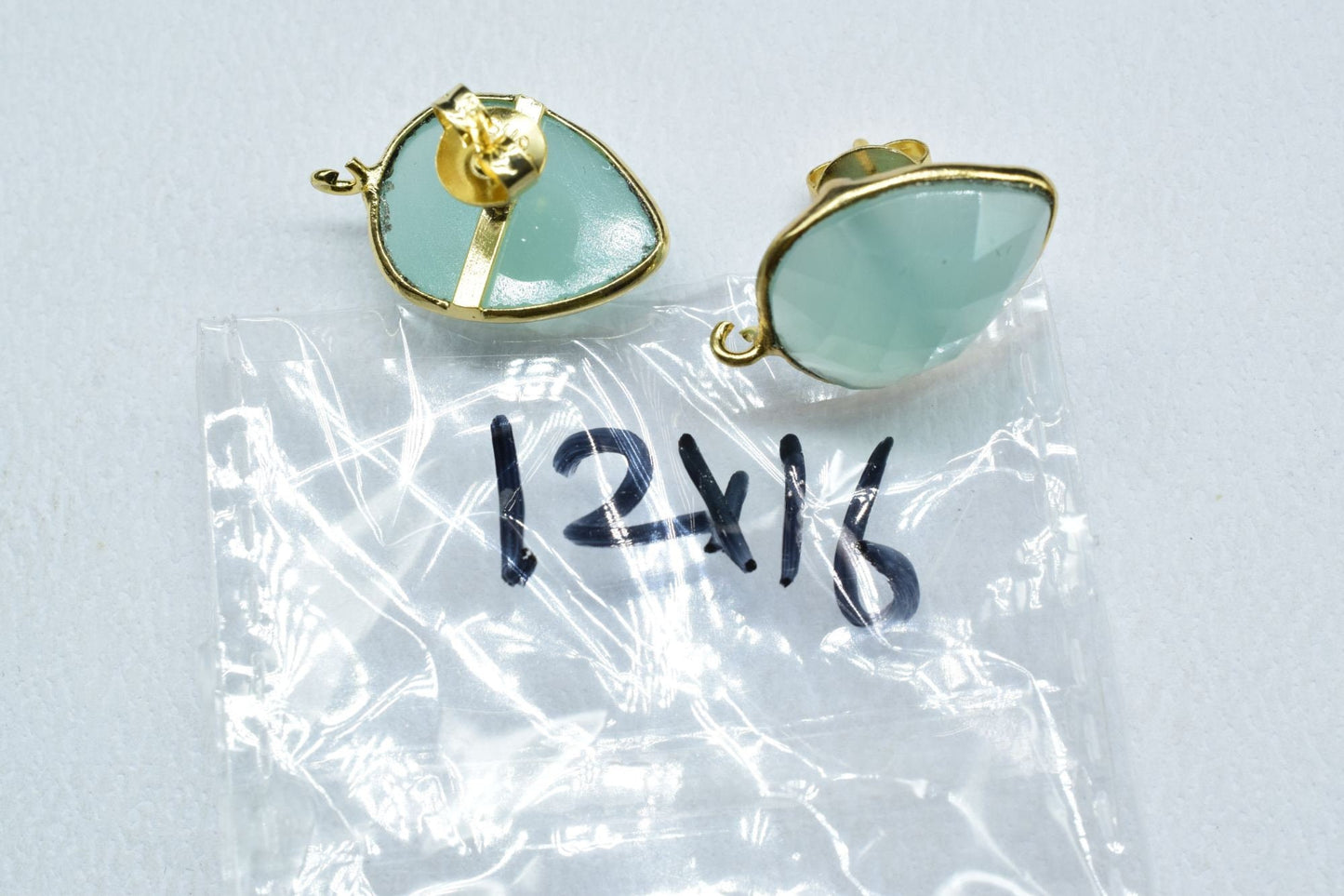Aqua Chalcedony Earring Connector,Jewelry Making,Ear Post Studs Connector,Single Bail Earrings Connector,Finding Earring Connector,Gift