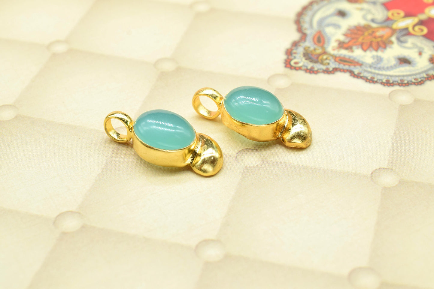 Aqua Chalcedony Cabechon Pendant,Statement Loop Pendant,Aqua Quartz Pendant,Boho Pendant jewelry,Handmade Pendant Charm,Gemstone Pendants