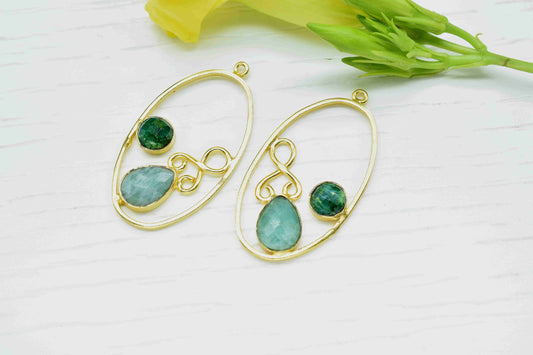 Multi Stone Component Jewelry,Emerald Gemstone Dangle Component,Amazonite 7x10mm Teardrop Component,Gemstone Earring,Finding Oval Necklace