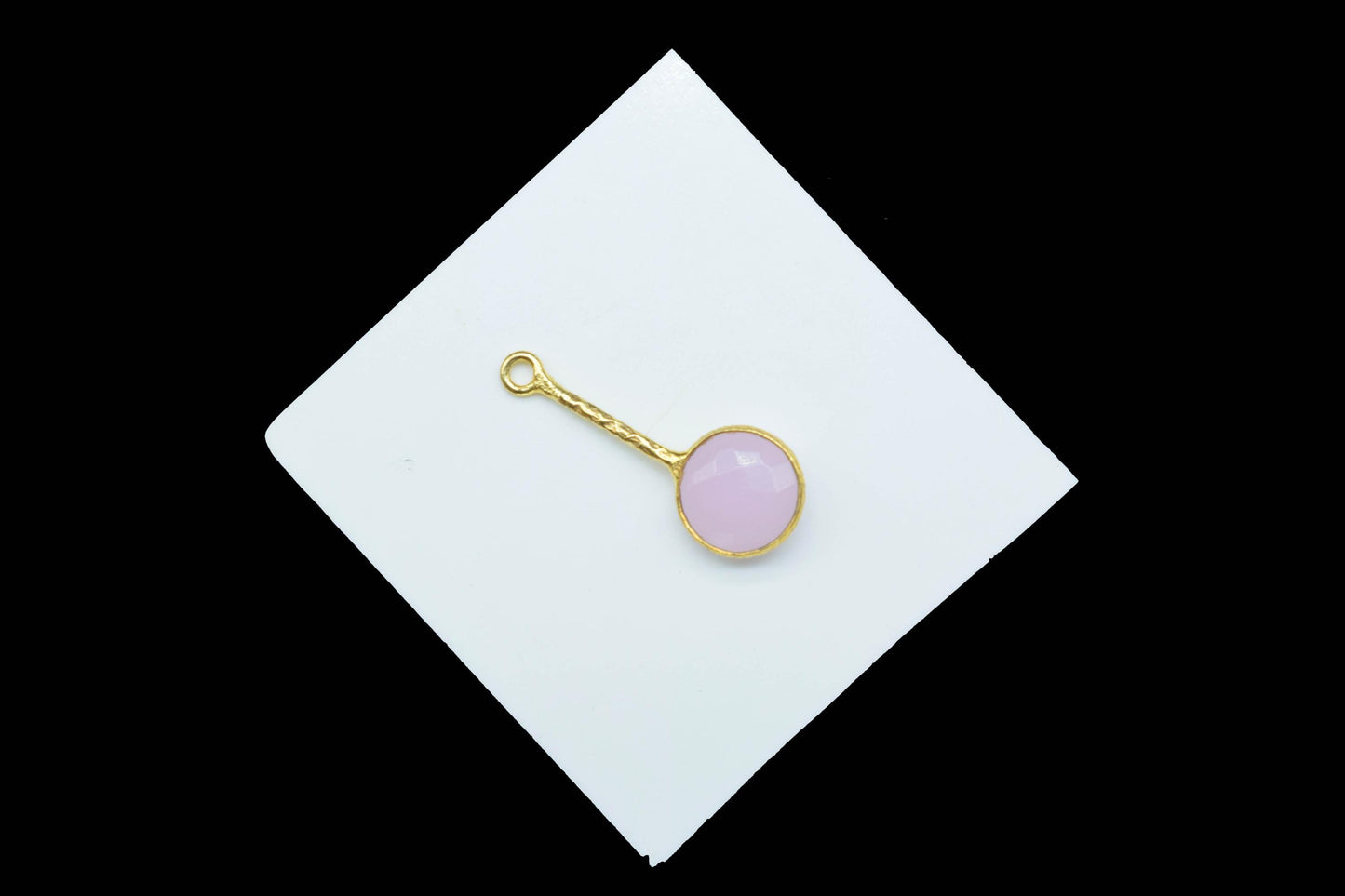 Rose Quartz Pendant/Gemstone Component/Single Bail Charm/Necklace Pendant/Round Shape Charm/Wholesale Supply/Gold Plated Jewellery/Gift