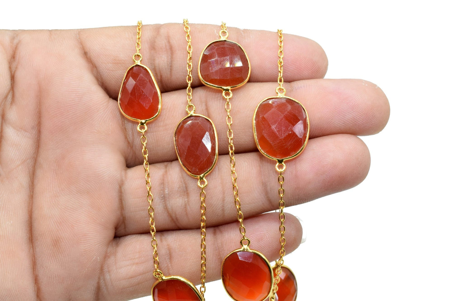 Carnelian connector link Chain-Natural Carnelian Bezel Chain,Carnelian Oval Shape Connector Chain,Carnelian bezeled chain,Carnelian jewelry