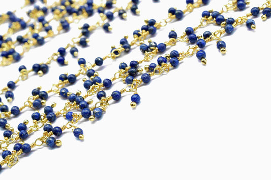 Blue sapphire 2mm round Angoori Cluster Dangling Chain ,  Sapphire Grape Chain Rosary,Jewelry Making Wire Wrapped Beaded Chain For Necklace
