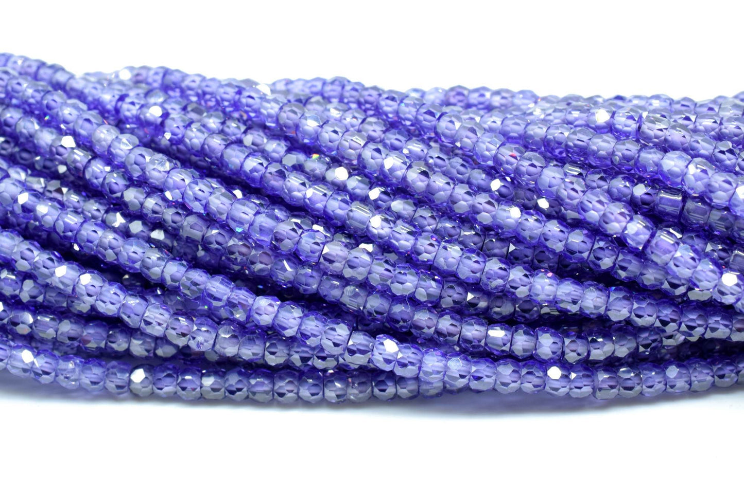 Amethyst 3mm Faceted Rondelle Beads,Cubic Zircon Beads Strand,Amethyst Bead Necklace,Faceted Micro CZ Beads 13 Inches Strand Handmade Craft