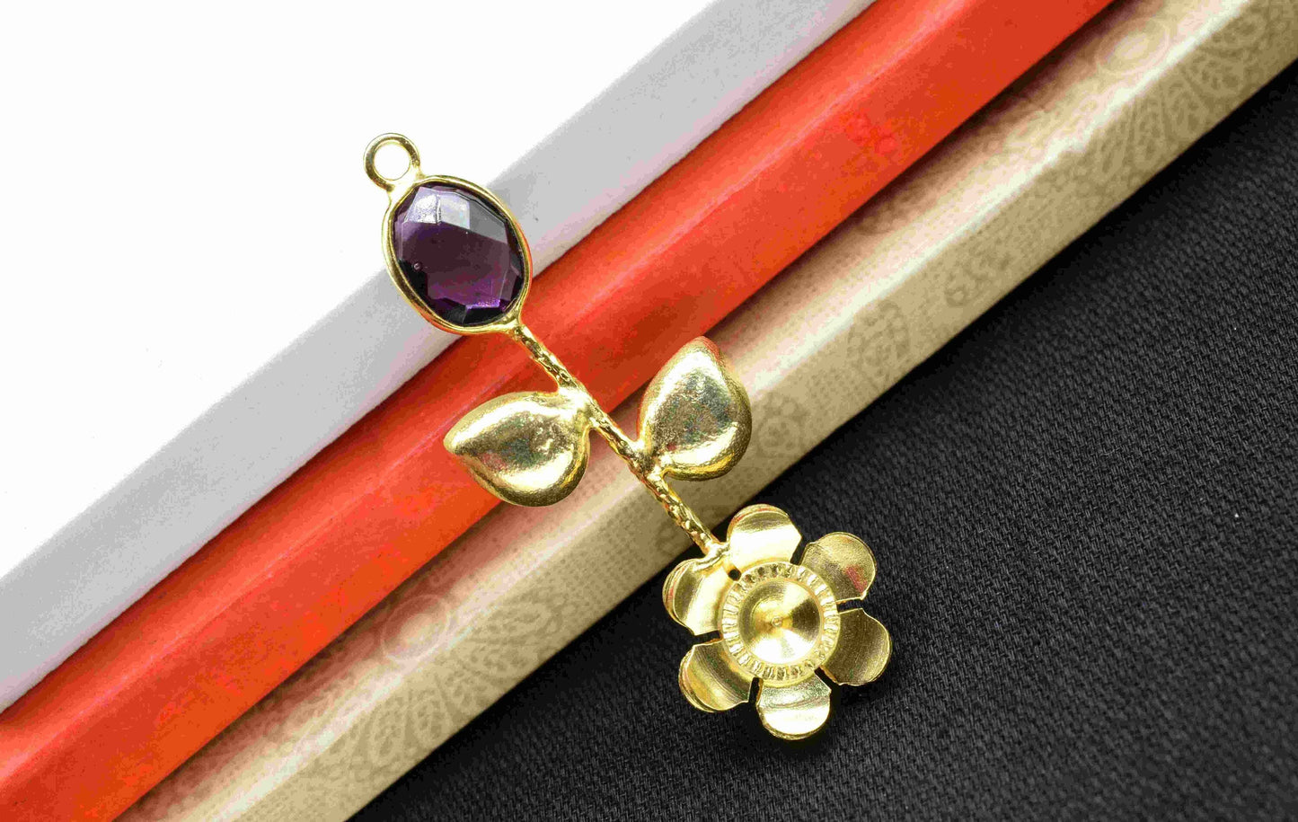 Amethyst Gemstone Pendant , Amethyst  Handmade Pendant , Single Bail Gemstone Connector, Gold Plated Gemstone Connectors , Summer Collection