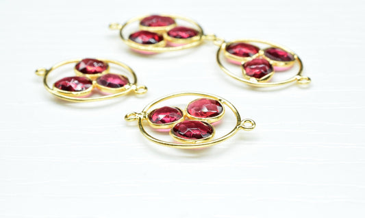 Pink Tourmaline Quartz Component Earring Jewelry,Pink Tourmaline Quartz Oval Shape Pendant,Tourmaline Gold Plating Double Bail Charm Jewelry
