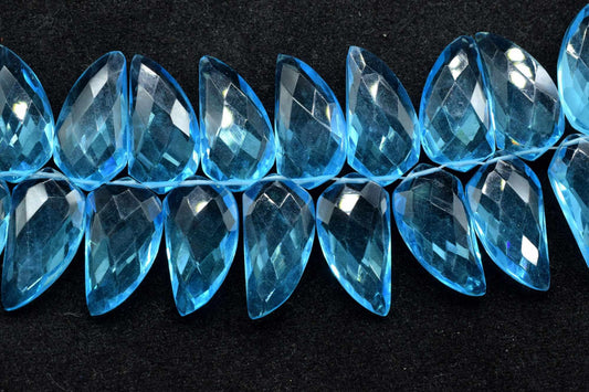 Sky Topaz 10x20mm Horn shape beads,Shark Tooth Shape faceted beads, jewelry supplies,Gemstone Briolettes,Top Quality Briolettes,Topaz Beads