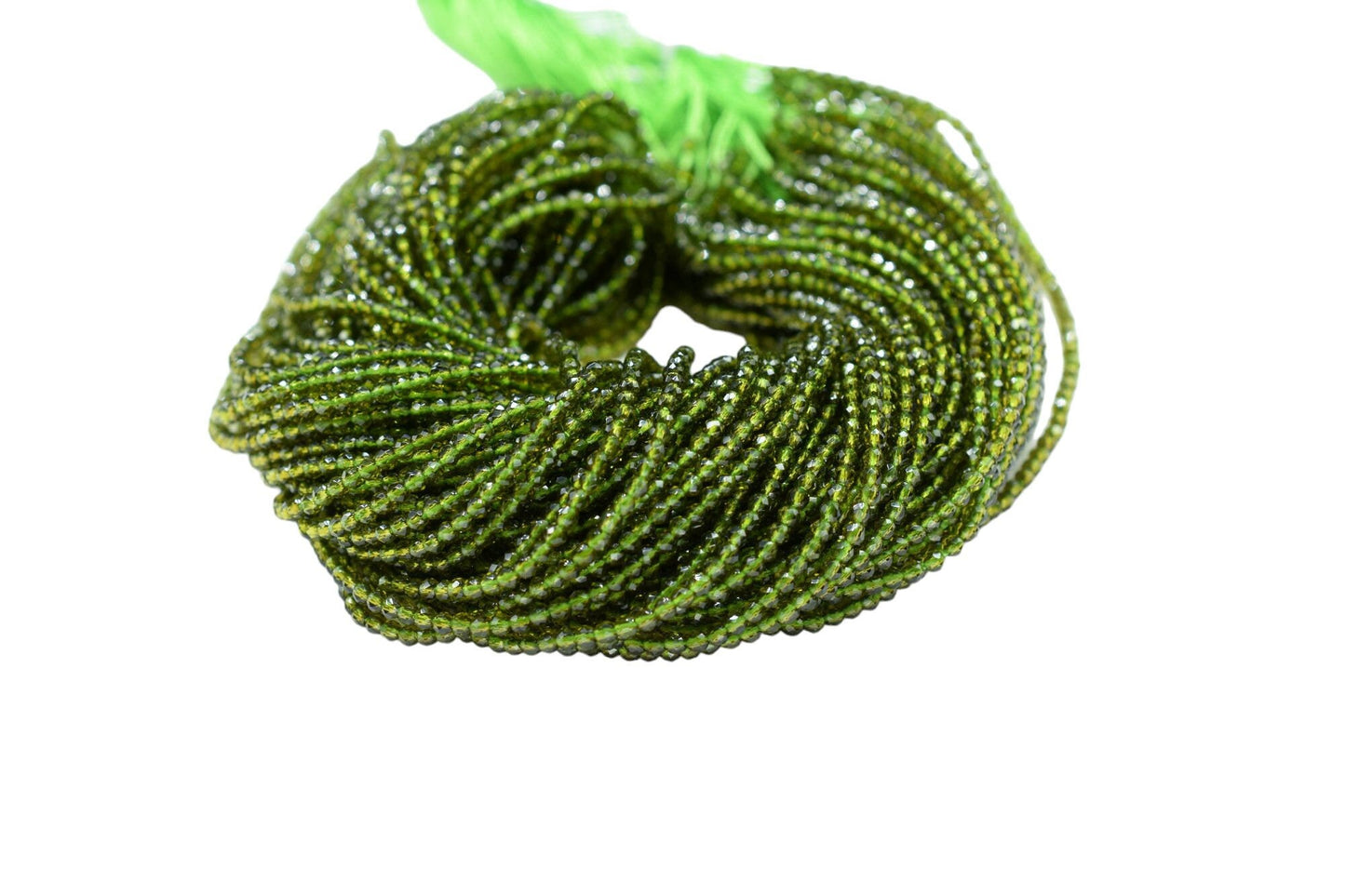 Green Tourmaline Faceted Beads/Beads Strand/Jewerly Making Beads/2mm Green Beads Strand/Loose Beads/Rondelle Beads/Full Strand Beads/Gift