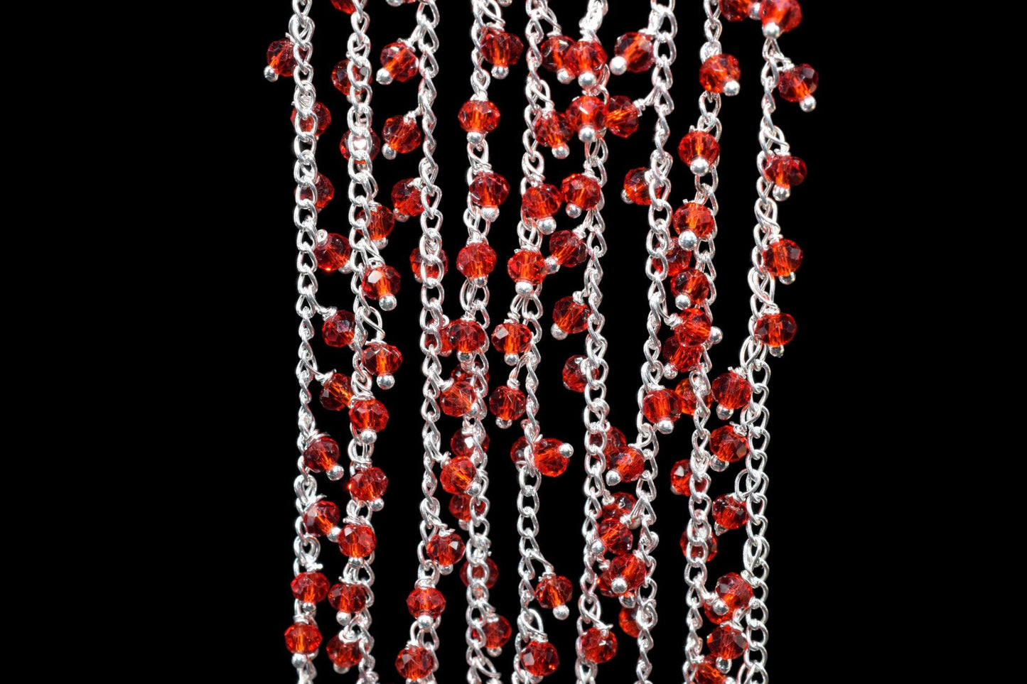 Ruby Quartz Dangling Chain,Red Ruby Cluster Rosary,Wire Wrapped Beaded Chain,Chain By Foot,Finding Beads,Unqiue Rosary,Jewelry Making Chain,