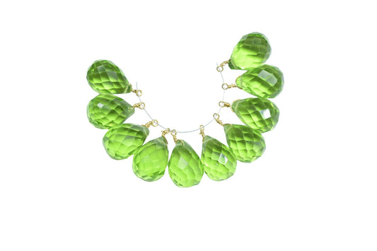Peridot 10x14mm Faceted Drops,Peridot Wire Wrapped Gemstone Connector ,Peridot dainty Pendant,Peridot Connector Charms,Peridot Teardrop Bead