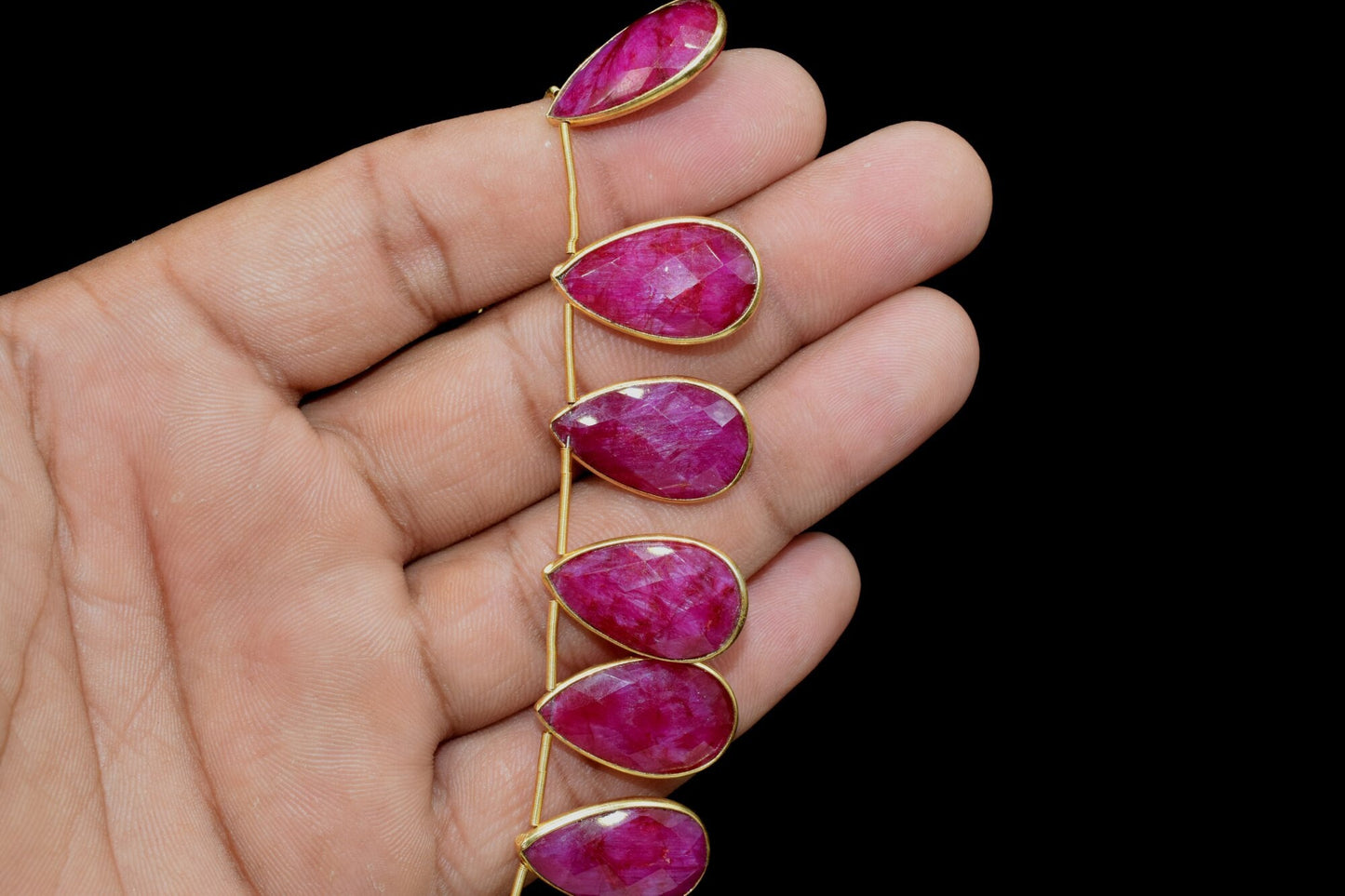 Natural Ruby 12x20mm Gold plated charms ,Ruby Charm,Making Jewelry Supplies,Natural  charms,jewelry,Ruby beads,Ruby jewelry