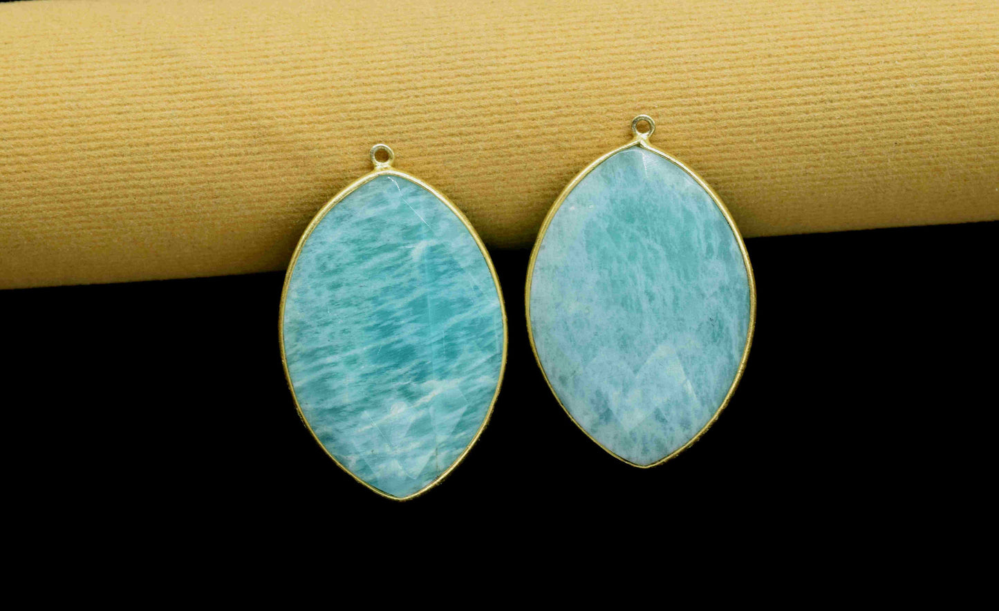 Amazonite 20x30mm Bezel, Marquise Shape Pendant, Single Bail Connector,Green Gemstone Bezel Charms,Handmade Bezels Pendant,Amazonite Jewelry