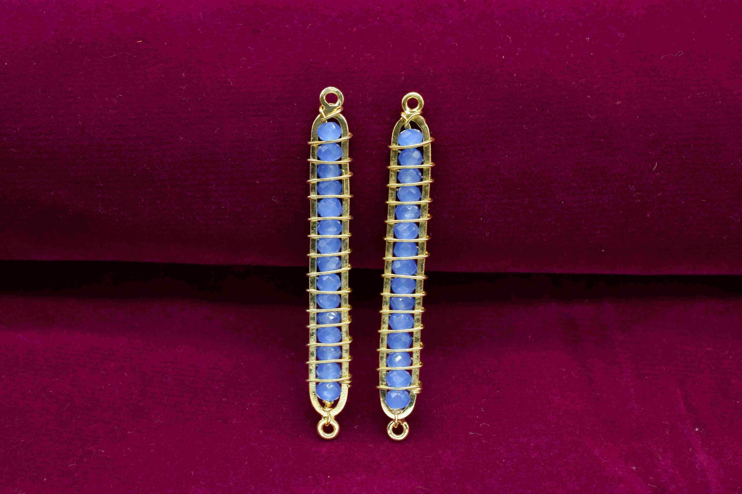 Blue Quartz beaded Bar Finding Connector,Bar Pendant Necklace,Blue Quartz Bar Bracelet,Beaded Bar Finding Component,Blue Quartz jewelry,Gift