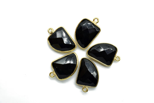 Black onyx 12x15mm Horn Shape Single bail connectors,Black onyx Pendant,Black onyx Horn Gold Plated bezel,jewelry making charm,black onyx