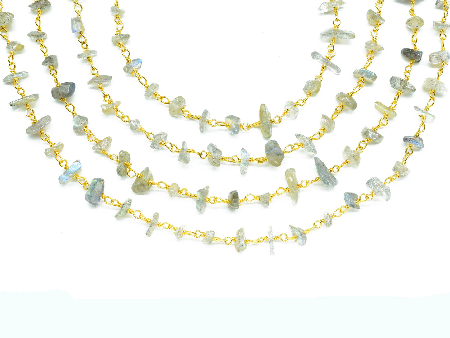 Labradorite Chips Rosary Chain,Nugget Rosary Chain,Finding Wire Wrap Necklace Chain,Gemstone Rosary Necklace,Handmade Jewelry Carft Supplies