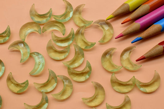 Natural Green Amethyst Moon Briolettes , Hand Carved Moon Briolettes, Amethyst Carved Moon, Gemstone Carved Moon, 15mm Half Moon Shape Beads