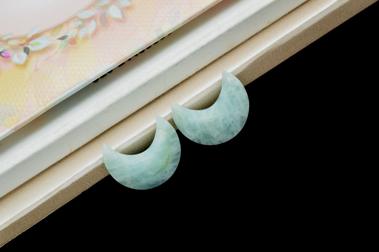 Natural Amazonite Gemstone, Crescent Moon, 15mm Moon Shape Beads, Faceted Moon Shape Gemstone, One Side Cut Moon, Crescent Moon For Earring