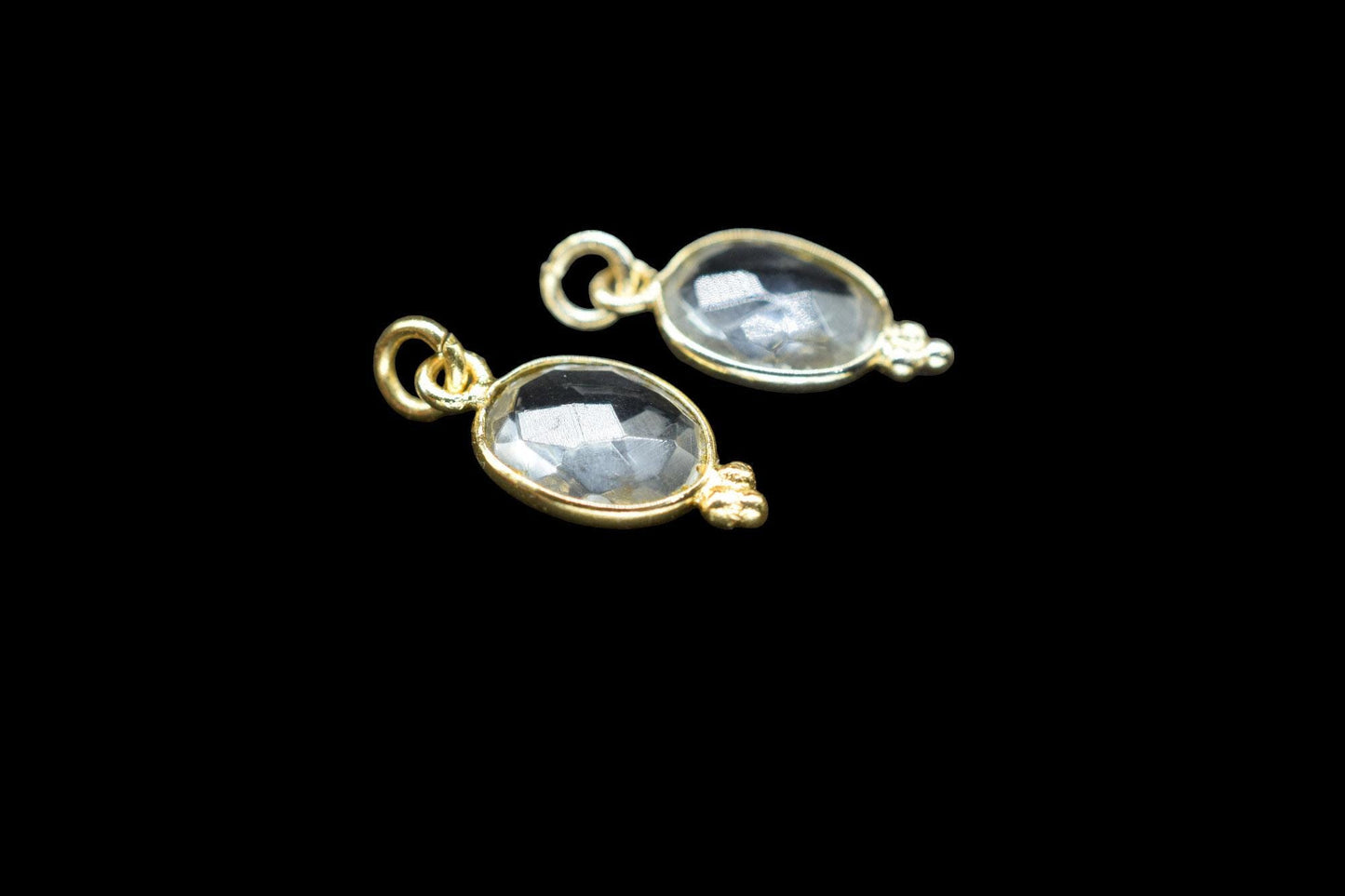 Cystal Quartz 8x10mm oval Shape Pendant Jewelry/Cystal Gold Plated Single Bail Connector jewelry/Cystal Quartz Teardrop Charms,B'day Gift