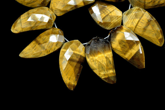 Tiger Eye 10x20mm Horn shape faceted beads,Tiger Eye Fancy Cut Shape Beads,Handmade Gemstone Beads,Tiger Eye Faceted beads,Shark Tooth beads