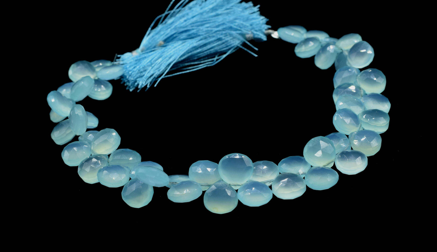 Natural Aqua Chalcedony Briolettes,10mm Aqua Chalcedony Faceted Heart Shape Briolettes,Gemstone Heart Shape Jewelry,loose Gemstone Briolette