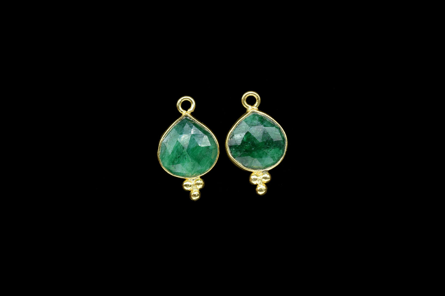 Emerald Faceted 10mm Heart Shape Charms Jewelry,Emerald Single Bail Handmade Connector Jewelry,Emerald Gemstone Bezel Pendant Jewelry,Gift