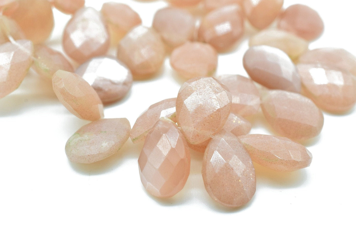 Peach Moonstone Briolettes,Peach Moonstone Beads,Moonstone Beads,Peach Moonstone Faceted Pear Briolettes,Jewelry making beads,Supplies beads