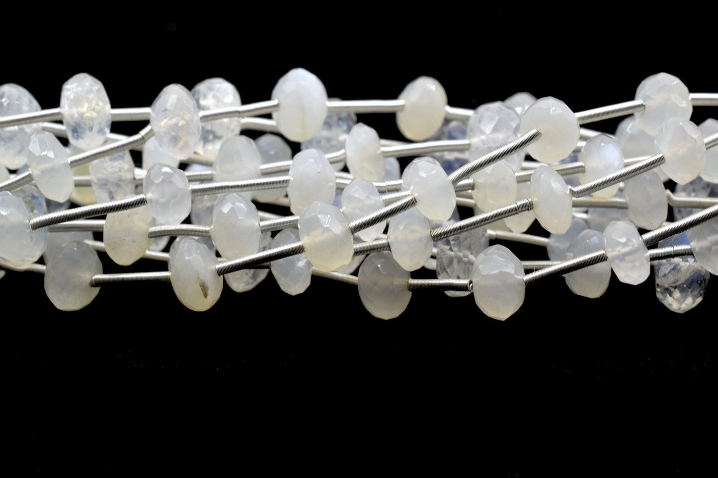 Moonstone faceted roundel beads 6mm to 8mm,White rainbow beads strand,Jewelry making beads,Supplies beads,Moonstone beads, Briolettes strand