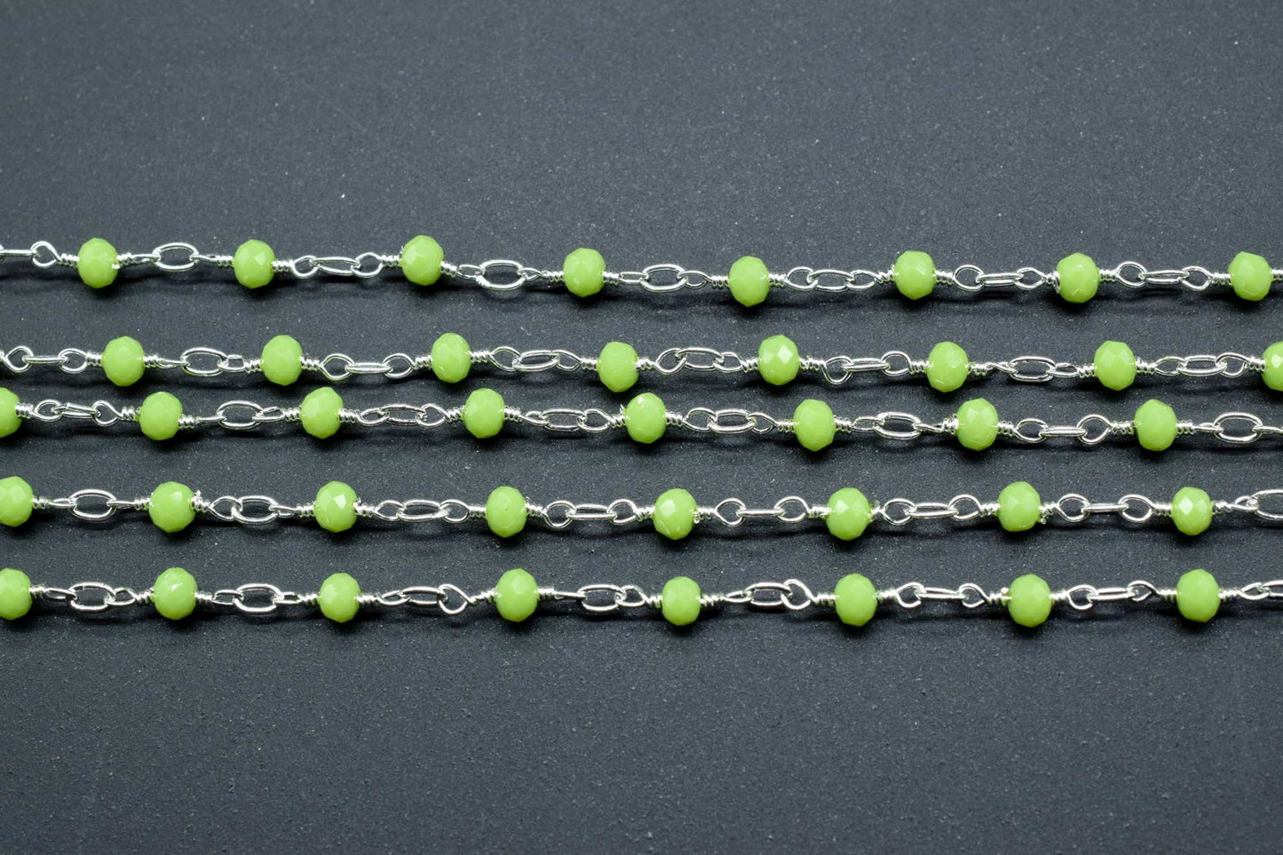 Prehnite Silver Plated Beads Rosary,wire wrapped Chain,Gemstone Cluster Rosary,Prehnite Faceted Beads Connecter,Handmade Craft Supply Rosary