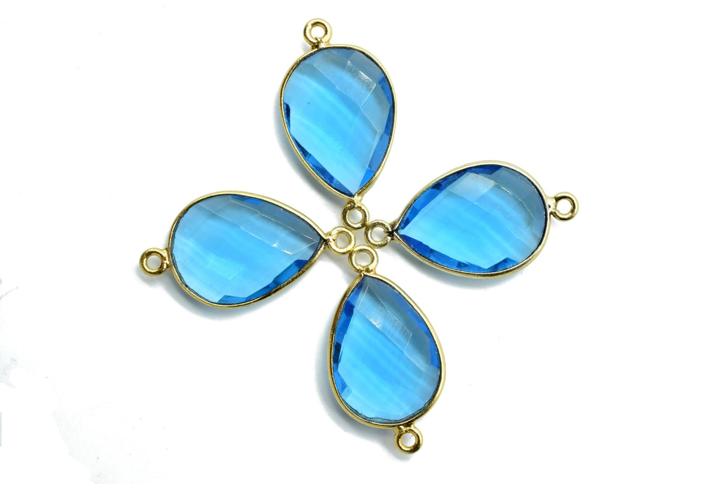 London Blue Topaz 13x18mm Pear double bail connectors,Blue Topaz Pendant,Topaz double loop connectors,Blue Topaz charms,Blue topaz bezels