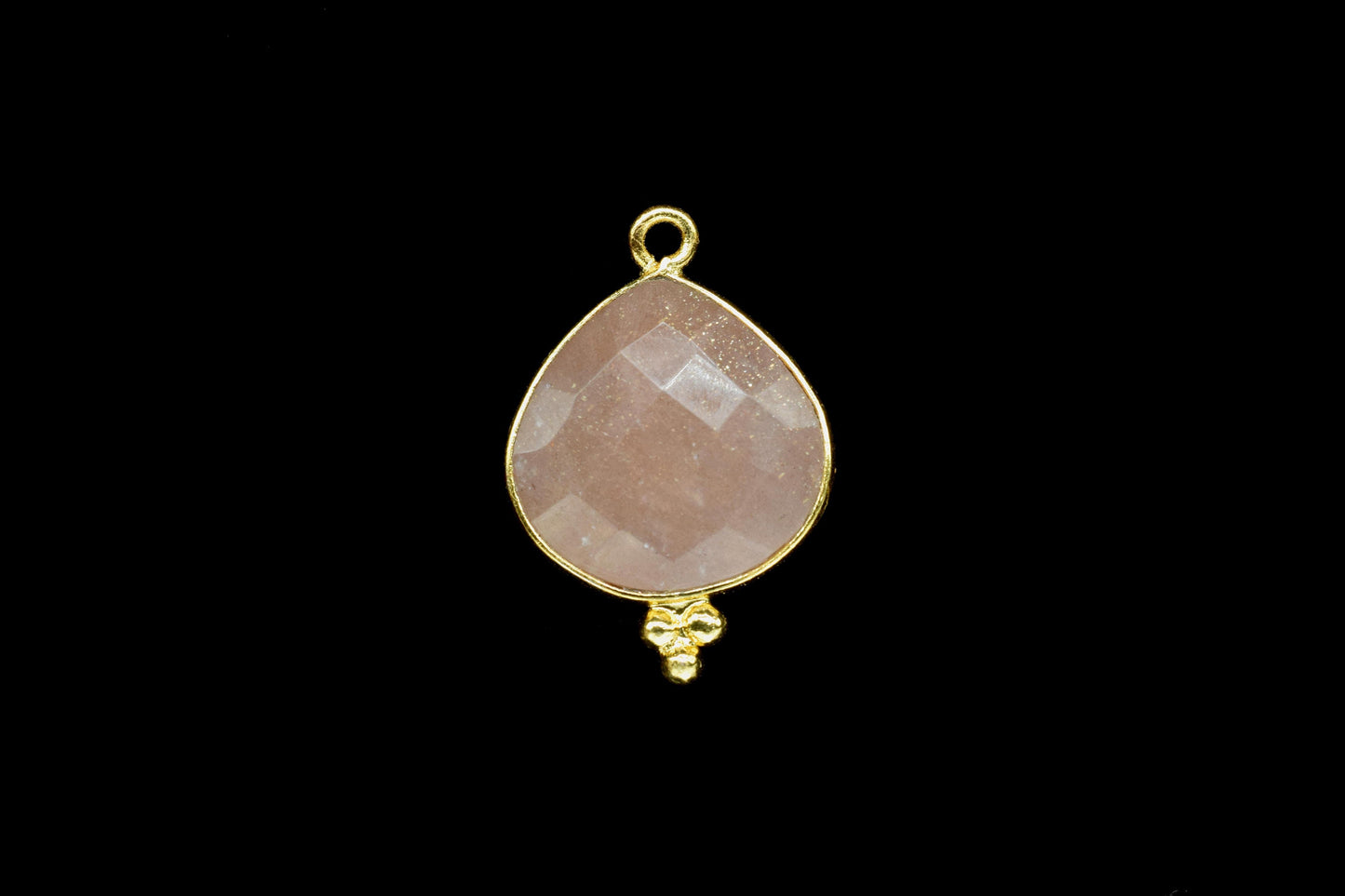 Peach Moonstone 14mm heart shape single bail Pendant,Peach Moonstone Charm Pendant Jewelry,Moonstone Gold Plating Jewelry making supplies