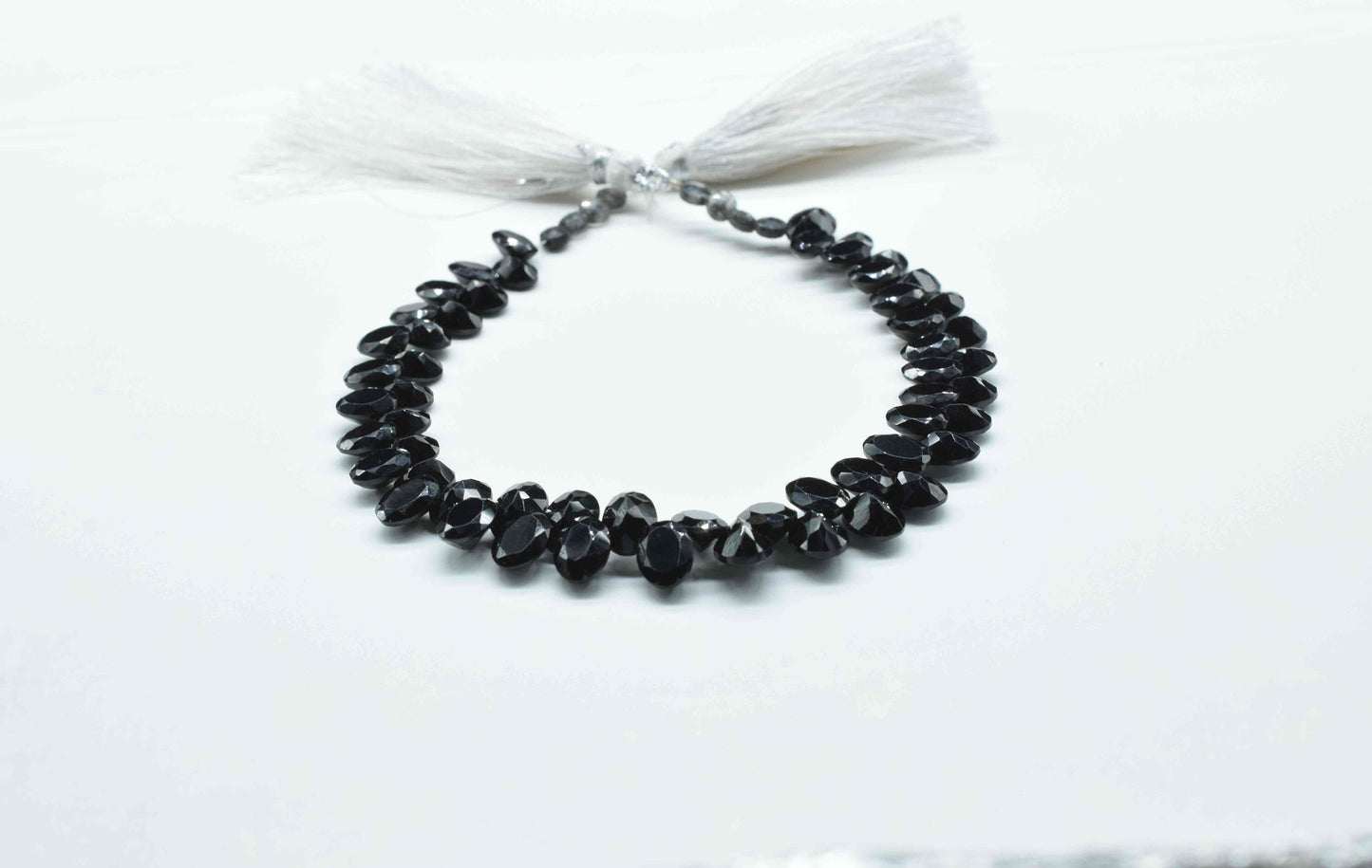 Black Onyx Faceted Beads Briolettes,Gemstone Oval Beads Necklace,Strand Beads jewelry,Handmade Station Link,Semi Precious loose Beads Gift