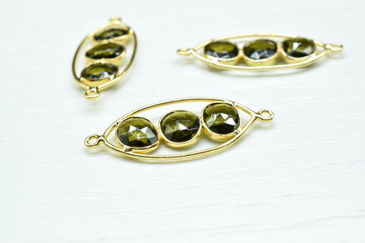 Green Tourmaline Quartz Earring Connector,Tourmaline Gemstone Component,Finding Necklace Connector,Green Tourmaline Dangle Earring Component