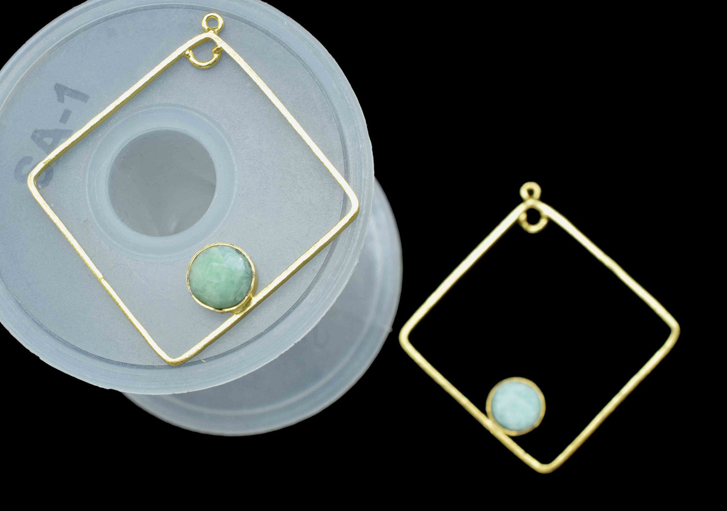 Amazonite 32mm Square Shape Component,Handmade Pendant,Dangle Earring Component,Findings Earring Component,Amazonite Component Jewelry, Gift