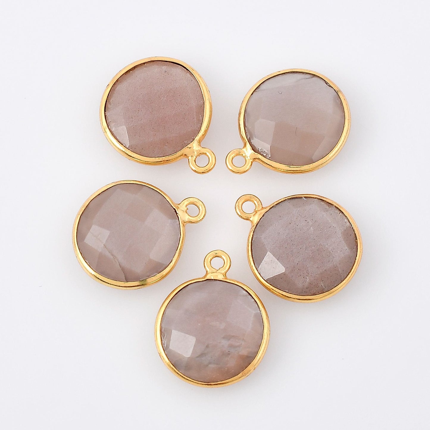 Peach Moonstone 12mm Round Bezel,Moonstone Pendant,Gold Plated bezel,Moonstone Bezel,Gold Vermeil Bezel,jewelry, Moonstone Gold Filled bezel