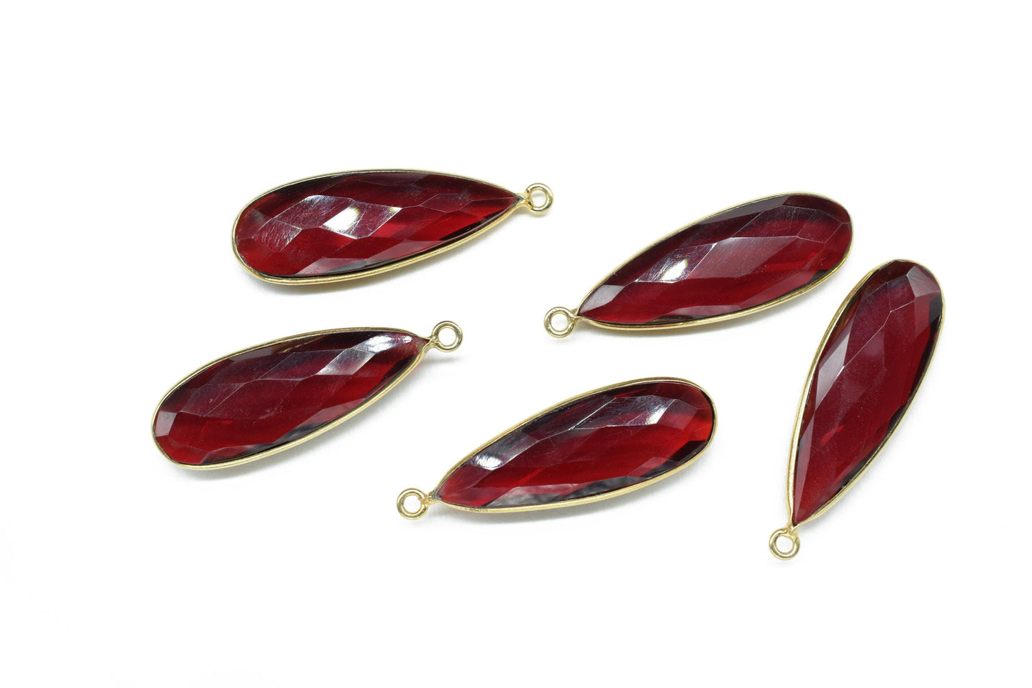 Garnet 10x30mm Pears Shape Connector,Gold Plated Single Bail Gemstone Connector,Jewelry Making Supplies,Green Gemstone Pendant,Bezel Charms