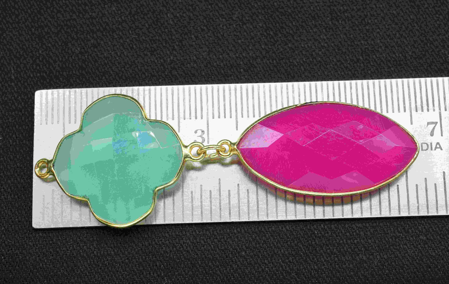 Aqua Quartz  Component pendants,Multi Stone Dangle Earrings,Clover  Shape Pendant Jewelry,Dangle pendant Charms,pink Gemstone Connector,gift