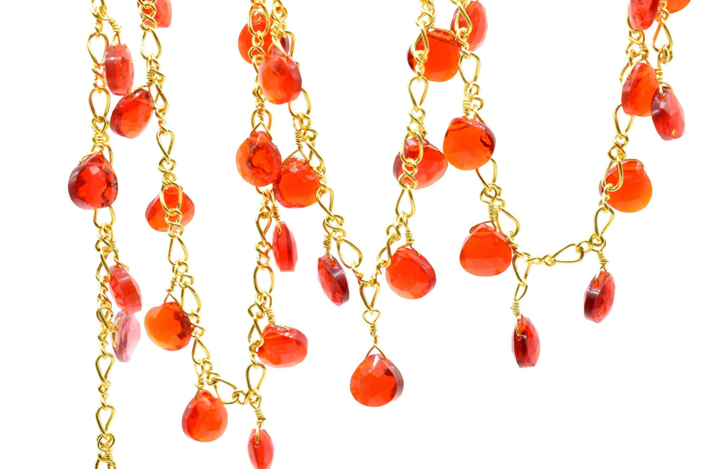 Garnet 6mm Heart shape Briolette Chain,Garnet Wire Wrapped chain,Garnet Gemstone Bead,Garnet Faceted Rosary Chain,Gems Rosary Style,Garnet