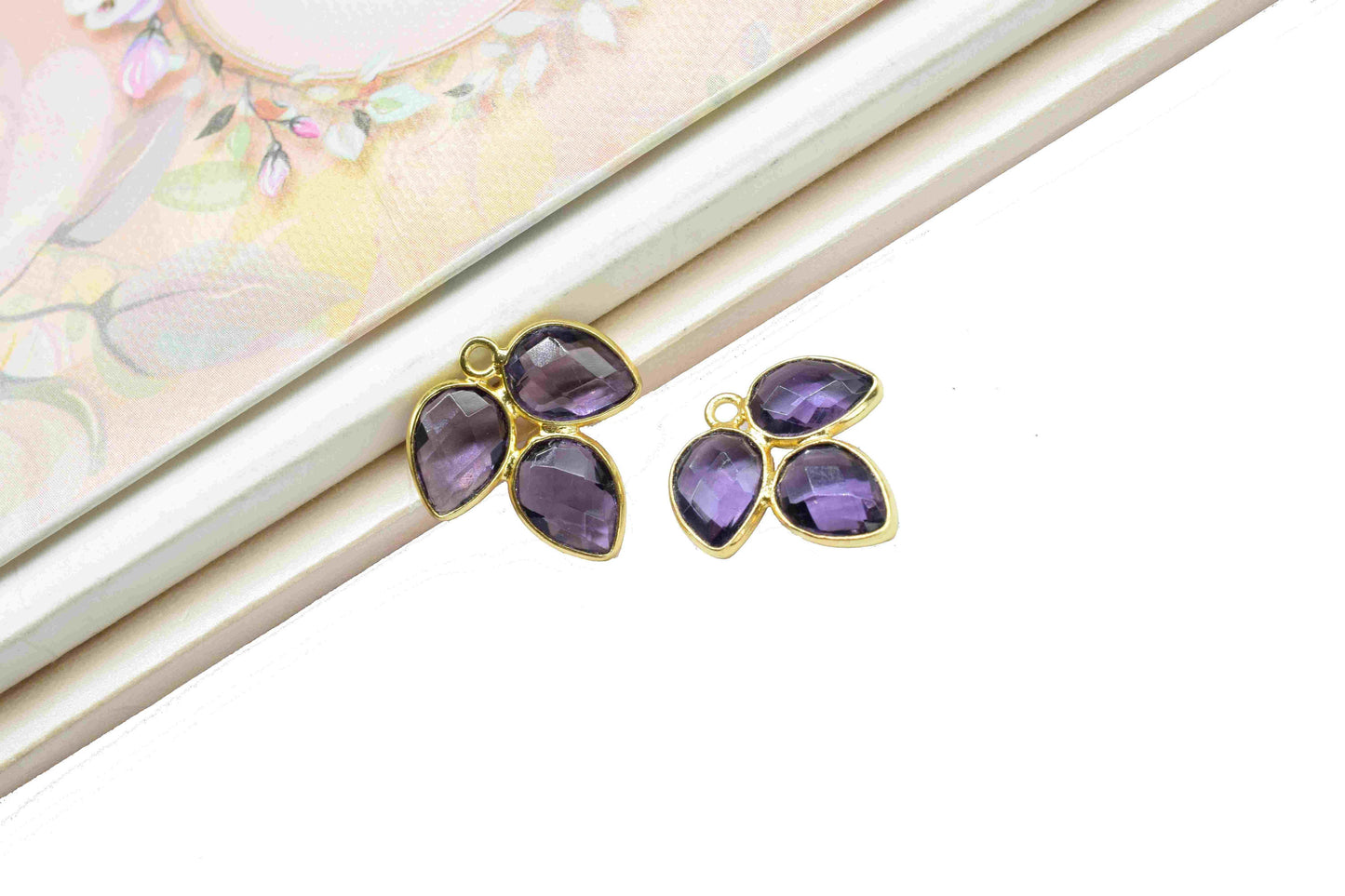 Amethyst component,Gemstone Component,Amethyst Quartz Bezel Component,Amethyst Jewelry Making Supply,Handmade Jewelry,Attached Bezel Pendant