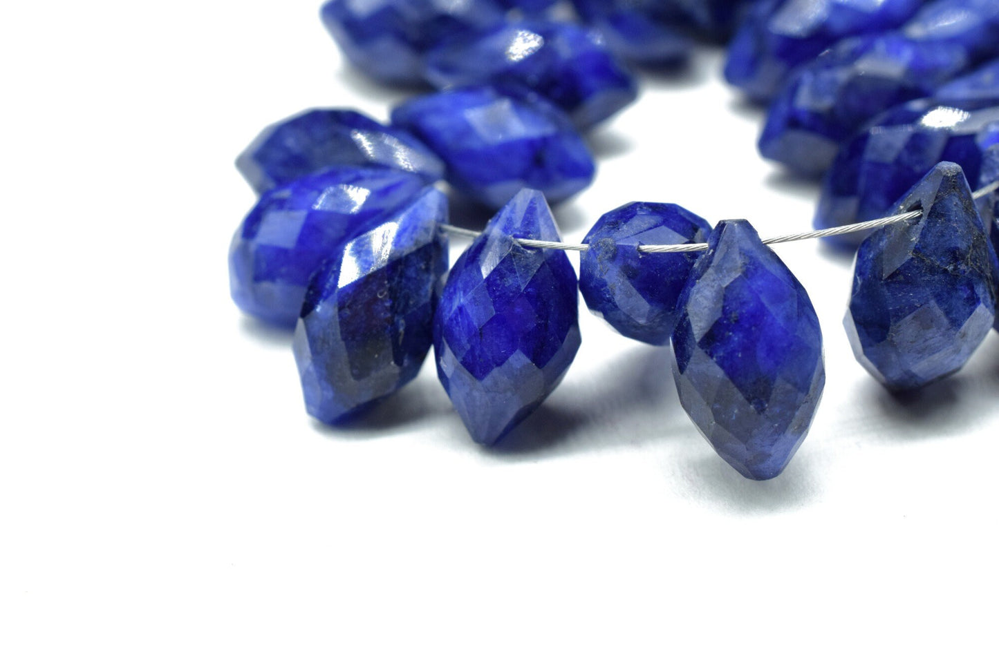 Sapphire Dew Drop Foxtail Beads,8x14mm Dew Drop briolettes,Fancy Cut Dew Drop Foxtail Briolette,Foxtail Gemstone Beads,Matched Pair Beads