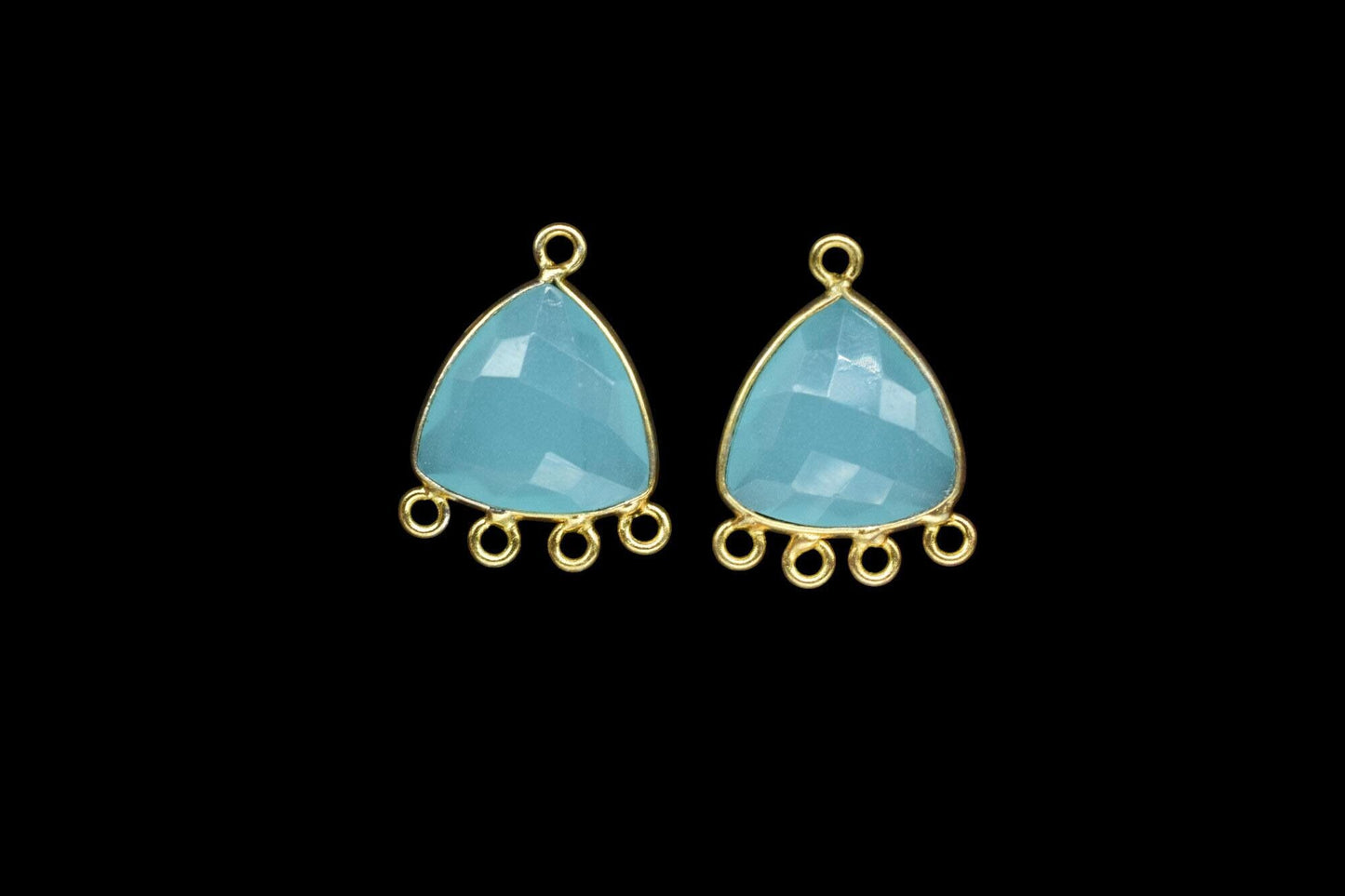 Aqua Chalcedony 15mm Triangle Bezel Connector/Gold Plated Jewelry/Women Jewelry/Connector Jewelry/Handmade Connector/Connector Jewelry/Gift