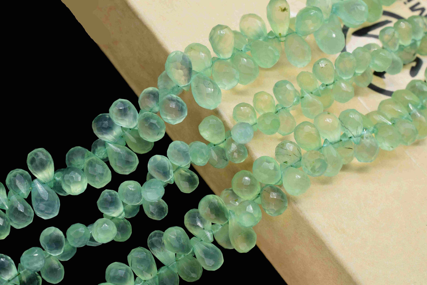 Natural Prehnite Gemstone Teardrop Faceted Beads, 8 Inch Strand 5.5x8mm To 6.5x11mm Approx Gemstone Beads, Prehnite Briolettes Side Cut Bead