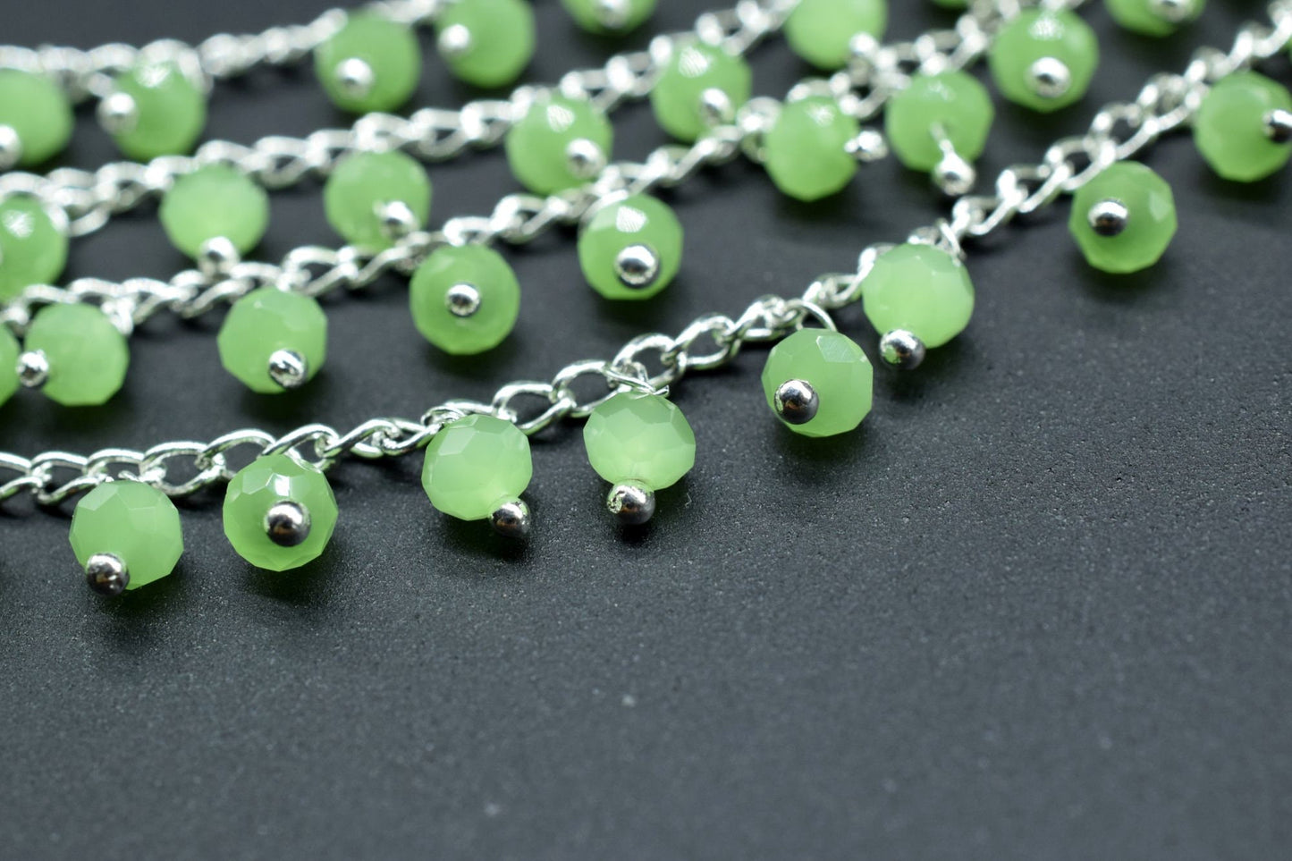 Prehnite Gemstone Rosary Chain,Prehnite Cluster Rosary,Wire Wrapped Rosary Chain,Gemsatone Bulk Rosary Roll,Prehnite Faceted Beads Rosary